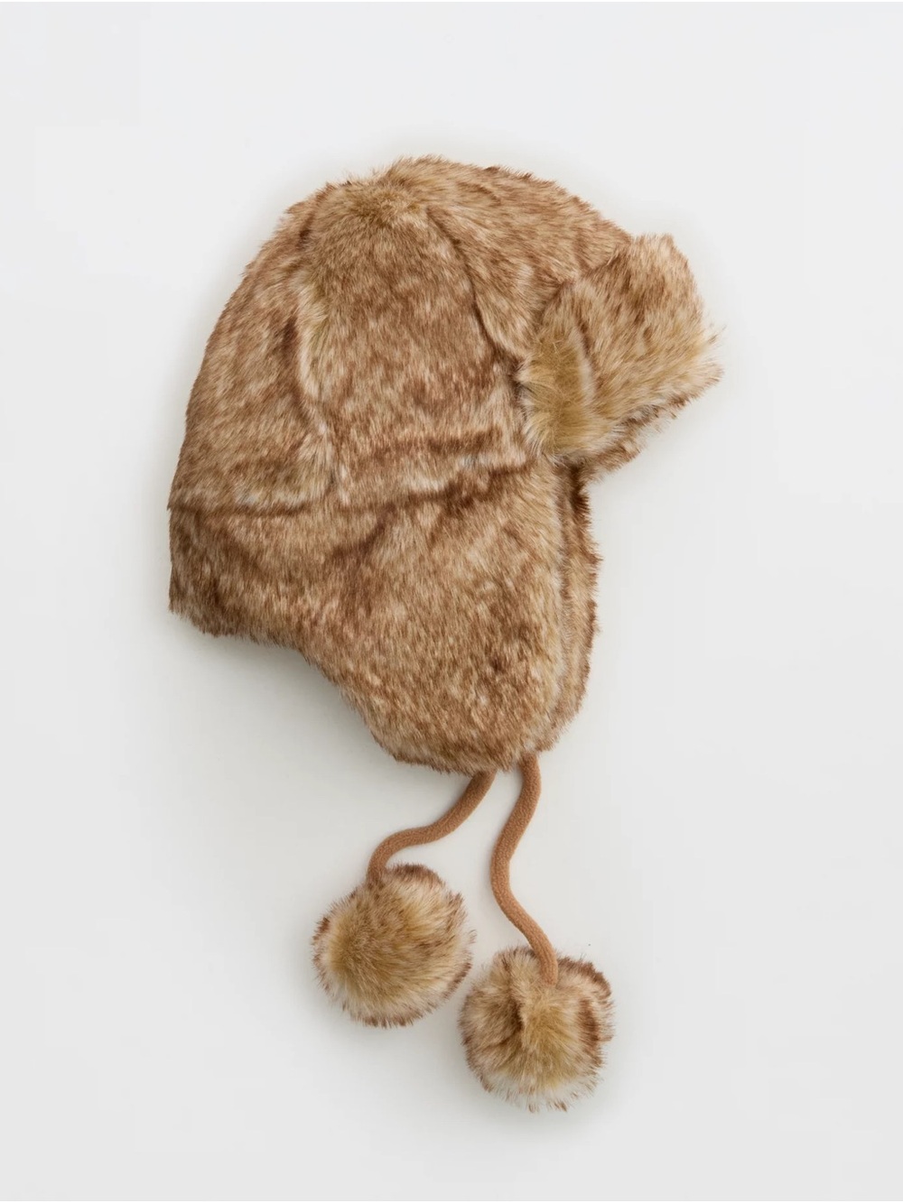 aerie Faux Fur Earflap Pom-Pom Hat - Light Brown